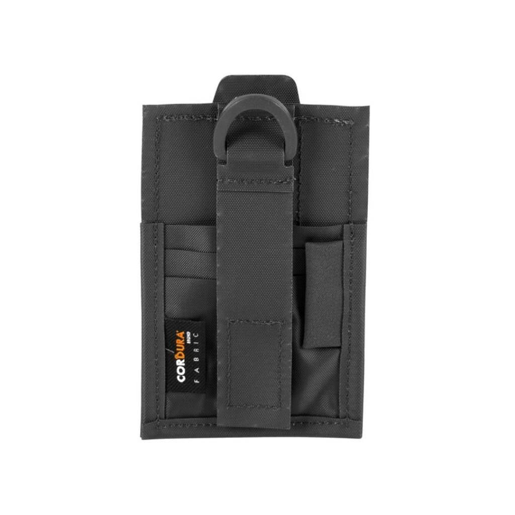 Back view of Tasmanian Tiger ID Card Office. ID shell backer has lanyard loop, pen holder, slots for other cards and hook-and-loop strap - black | TT7629.040