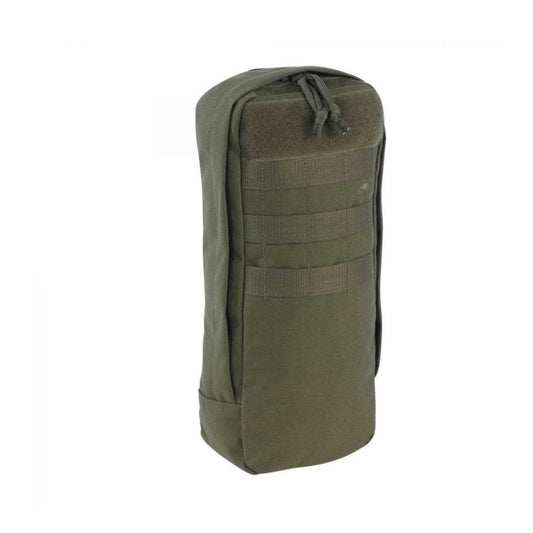 Three quarter front view of five litre Tasmanian Tiger tac pouch with large zippered opening - Olive
